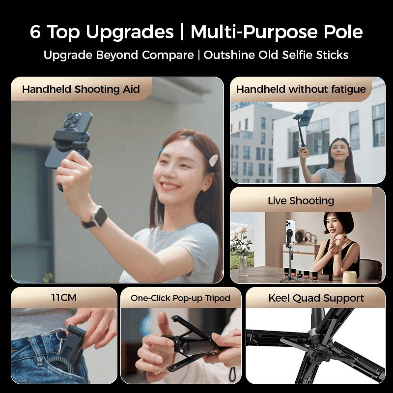 Cilifer®🔥4-in-1 Multifunctional 360° Rotation Magnetic Selfie Stick D01