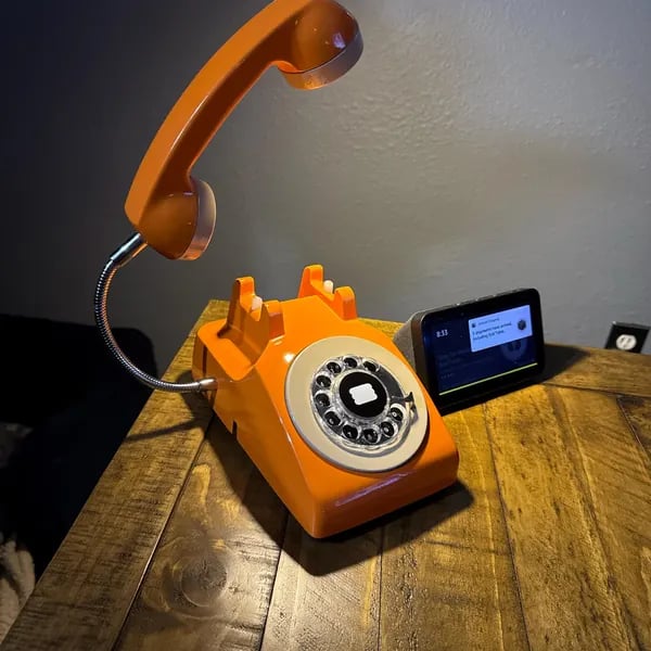 Billhol® 🔥Upcycled Rotary Phone Lamp. Vintage Desk Light D02