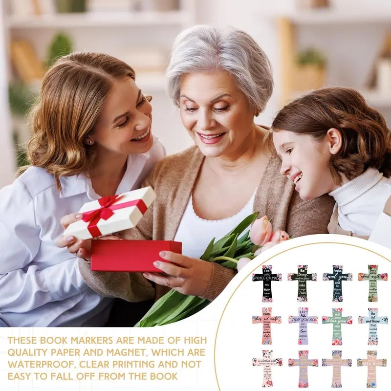 🔥LAST DAY 50% OFF -📖12 Pcs Magnetic Cross Bookmarks Gifts for Bible Study. ✝️ D01