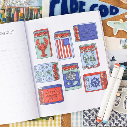 Cilifer®🎨 Coastal Americana Coloring Book – 40 Hand-Drawn Designs on Thick. Single-Sided Perforated Pages D01