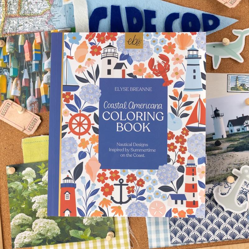 Cilifer®🎨 Coastal Americana Coloring Book – 40 Hand-Drawn Designs on Thick. Single-Sided Perforated Pages D01