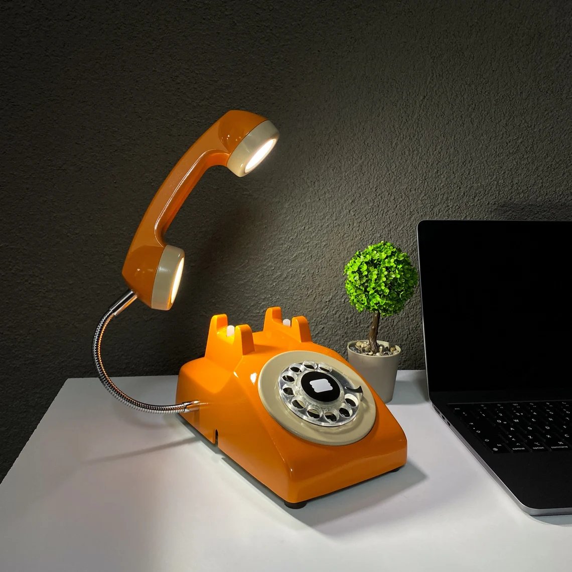 Billhol® 🔥Upcycled Rotary Phone Lamp. Vintage Desk Light D02