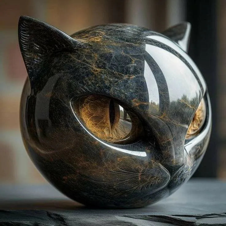 Cilifer®🔥 Luxury Black Cat Quartz Stone Sculpture – Elegant Home Décor & Gift-Ready Art Piece d01