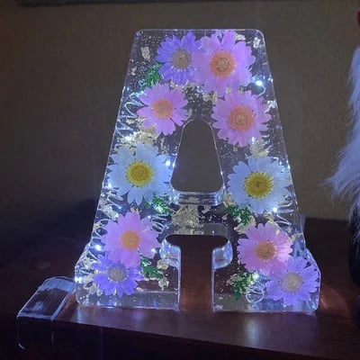 Handmade Floral Resin Night Light