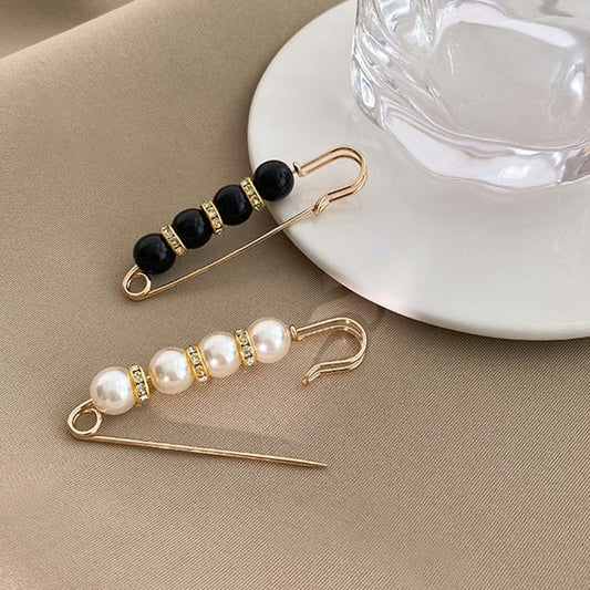 CZTICLE® Fancy Rhinestones Pearls Safety Pin Brooch